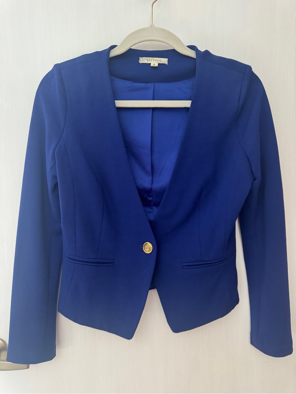 Alythea Cobalt Blue Cropped Single-Button Blazer
